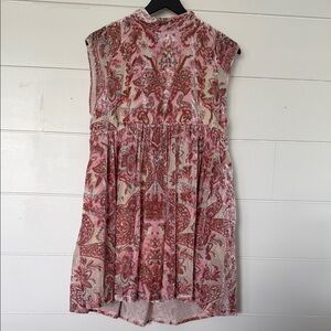 Free People Pink and Cream High Low Dress